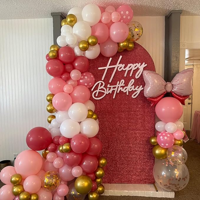 Happy Birthday Sign for Backdrop - Glitter Felt Happy Birthday Letter Sign for Balloon Arch Birthday Party Balloon Arch Backdrop Decorations for Birthday Party Baby Shower - Rose Gold