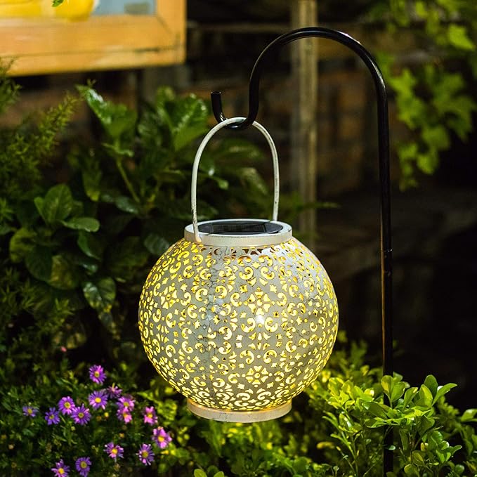 Outdoor Solar Big Lantern Waterproof Mothers Day Garden Gifts for Mom Women ,Solar Garden Lights for Backyard Table Walkway,Birthday Gifts for Grandma Wife (White,1Pack)