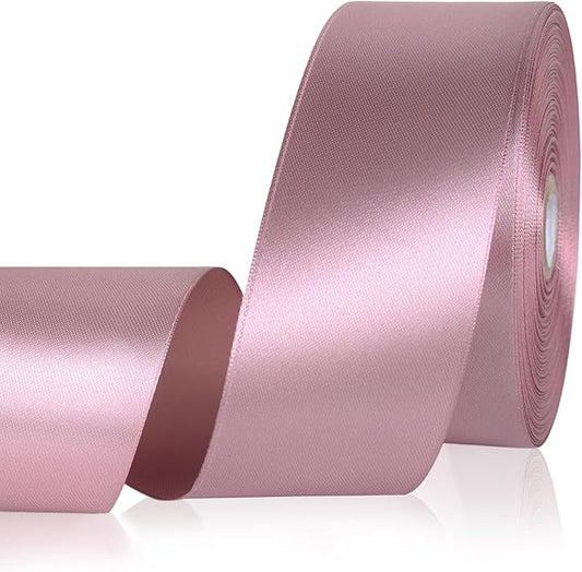 Rosy Mauve Ribbon 2 Inch, 60 Yards Polyester Mauve Satin Ribbon for Gift Wrapping, Fabric Ribbon for Flower Bouquet Crafts Wedding Christmas Party