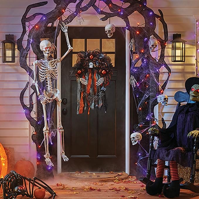 Dazzle Bright Purple and Orange Halloween Fairy String Lights, 4 Pack Total 80FT 240LED Copper Wire Battery Operated Waterproof Lights, Halloween Decorations for Indoor Home Patio Yard Party Decor