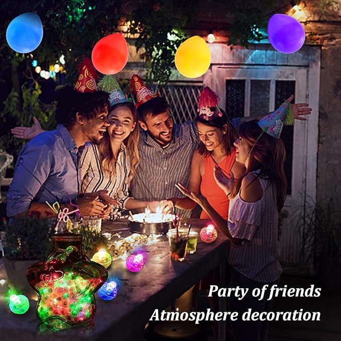 AIKEI 100pcs LED Balloon Lights,Mini Round Balls Lights,Waterproof Tiny Led Light for Balloon Paper Lantern Halloween Christmas Birthday Party Wedding Decoration Rainbow Color
