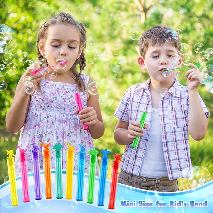 SpringFLower 300Pcs Dinosaur Mini Bubble Wands, Bubbles Party Favors for Kids, Birthday Party Favor Supplies, Goodie Bags, Carnival Prizes, Wedding, Outdoor & Indoor Activity for Girls Boys, 10 Colors