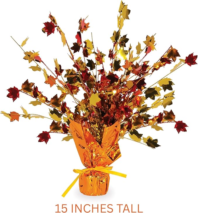 Beistle Fall Leaves Gleam 'N Burst Centerpieces 2 Piece, 15", Multicolor
