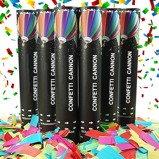 Biodegradable Confetti Cannon Easy Clean - 6 Pack Party Poppers Confetti Shooters for Birthday Graduation Wedding New Year’s Eve Celebration Office Prank, Large Confetti Cannon