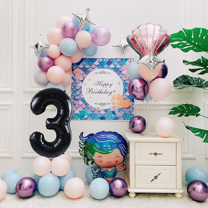 40 inch Number Balloon 0-9 Black Large Number 3 Balloons,Digital Balloons for Birthday Party Celebration Decorations Supplies, Helium Foil Number Balloons for Wedding Anniversary
