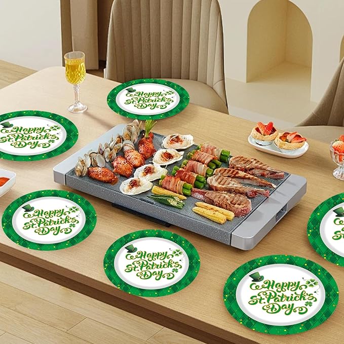 75 Pcs St Patrick's Day Plates and Napkins Supplies Set,Lucky Green Shamrock Theme Party Tableware Decorations Favors for Birthday Party Baby Shower St Patricks Day Decorations