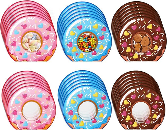 Resurhang 60 Pcs Donut Party Zipper Treat Bags Donut Food Goodie Gifts Bags Resealable Sweet Doughnut Party Snack Candy Containers for Kids Birthday Baby Shower Decorations Supplies