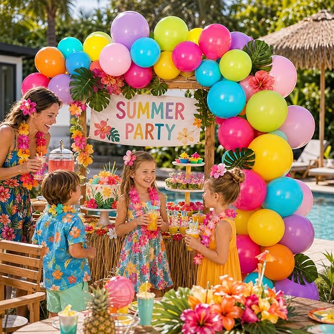 Colorful Balloons, 60Pcs Rainbow Balloon, 12 Inch Latex Multicolor Balloons Bright Color Yellow Orange Hot Pink Teal Blue Green for Kids Birthday Baby Shower Summer Pool Hawaii Theme Party Decoration
