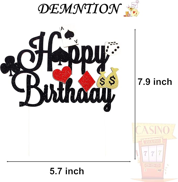 33pcs Casino Poker Party Decorations,Poker Theme Birthday Cake Cupcake Topper for Las Vegas Casino Night Poker Events Birthday Supplies Casino Poker Theme Cake Topper Food Picks Decoration Supplies