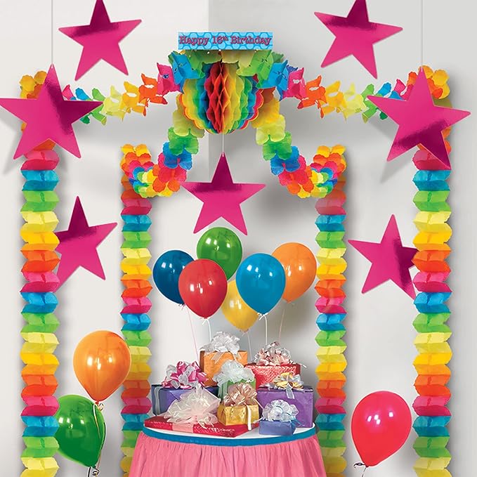 Beistle 24-Pack Foil Cerise Star Cutouts, Party Decorations for Festive Occasions, Celebrations, & Events, Star Theme Decor for Wall & Table, 12”