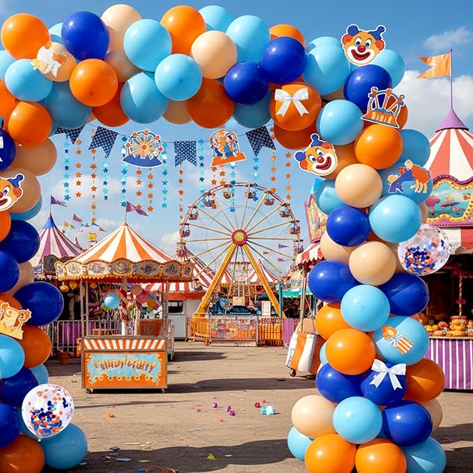 RUBFAC Blue and Orange Balloons Kit, Party Balloon for Blue Birthday Decoration Baby Shower Graduation Thanksgiving Decoration
