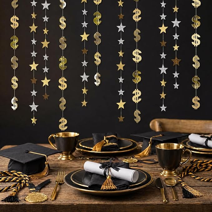 Cheerland Dollar Party Decorations Money Garland Currency $ Sign Hanging Streamer for Birthday Retirement Finance Office Vegas Theme Casino Night Gambling Success Tax Decor Graduation Party Supplies