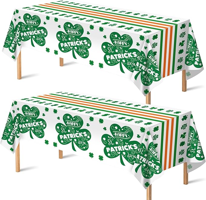 OHOME St. Patrick's Day Tablecloth - Shamrock Decorations, 54" X 108", 2 Pack