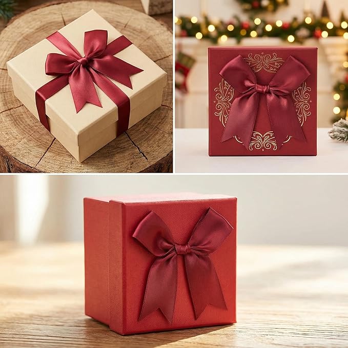 Red Gift Wrap Bows – 50pcs 3.3 Inch Elegant Satin Bows for Gift Wrapping, Wedding Decor, Baby Shower, Party Decorations, Birthday, Easter, Christmas, Anniversary, DIY Crafts, Gift Bags