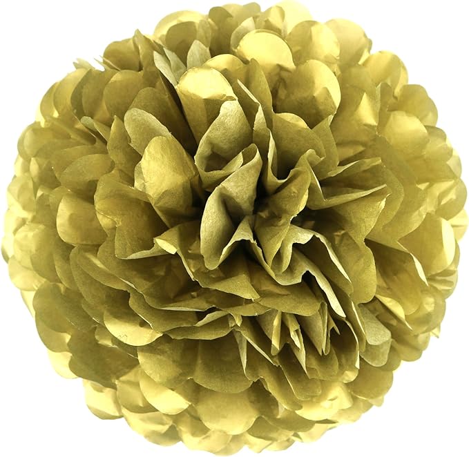 Lightingsky 10pcs Paper Tissue Pom Poms DIY Flowers Ball for Wedding Party Home Decoration (6 inch, Gold)