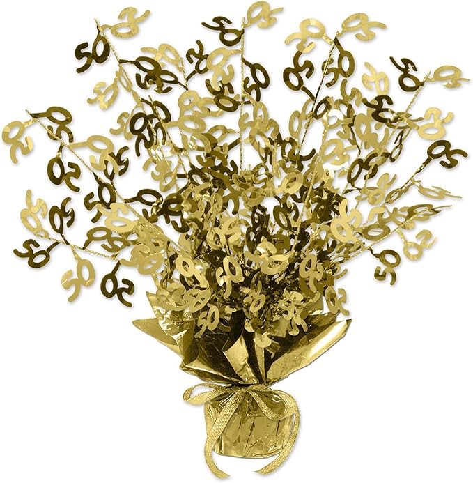Beistle 54280-GD Gold 50 Gleam 'N Burst Centerpiece, 15-Inch, Gold
