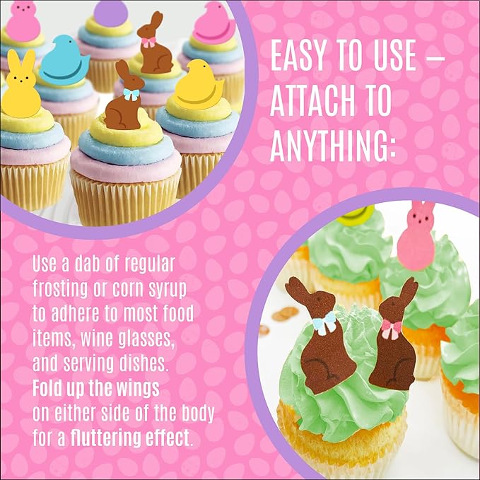 Sugar Robot Edible Easter Cupcake Toppers for Cake Decorating - Edible Bunnies Decor - Bunnies & Chicks Cake Toppers and Cupcake Toppers - Decoration Made in the USA - Premium Crafted