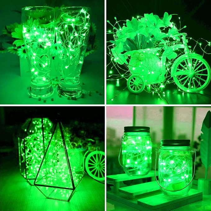 ZGWJ 8 Pack Fairy Lights Battery Operated, 7FT 20LED Mini Fairy String Lights Silver Wire 3 Modes for DIY, Parties, Wedding, Bedroom, Halloween Christmas Decoration- Green