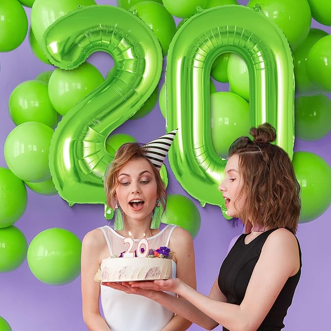 Green Number 2 Balloon 40 Inch, Big Large Foil Helium Number Balloons, Jumbo Giant Mylar Number 2 Balloons for 2 Second Birthday Party Decorations Supplies Anniversary Celebration