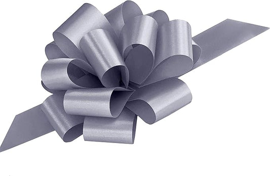 Silver Christmas Gift Pull Bows - 5" Wide, Set of 10, Wreath, Swag, Garland, Anniversary, Gift Basket, Presents, Birthday, Fundraiser, Classroom, Office, Decoration