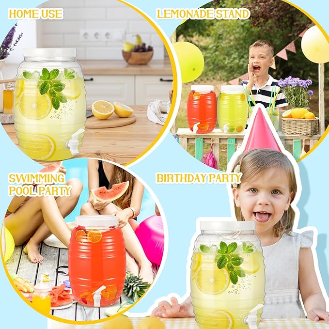 Honeydak 2 Pcs 2.7 Gallon Plastic Drink Dispenser with Spigot Clear Extra Large Plastic Lemonade Dispenser Clear Summer Beverage Holder with Tap for Party Lemonade Cold Water Beer