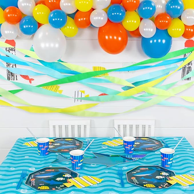 BEISHIDA 8 Rolls Blue and Green Crepe Paper Streamers for Gender Reveal Boho Theme Party Decorations Wedding Birthday Baby Shower DIY Craft Paper(1.8 Inch x 82 Ft/Roll)