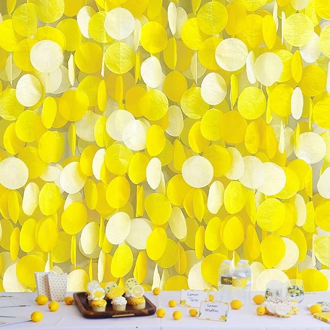 Party Decor - Gradient Yellow Backdrop and Tissue Paper for Birthday, Baby Shower and more