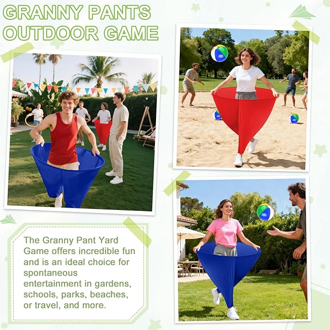 Granny Pants Yard Game Freaky Party Games Pants with Bouncy Balls and Air Pump Oversized Granny Pants Outdoor Game for Adults and Family Interactive Throwing Game for Group Gatherings
