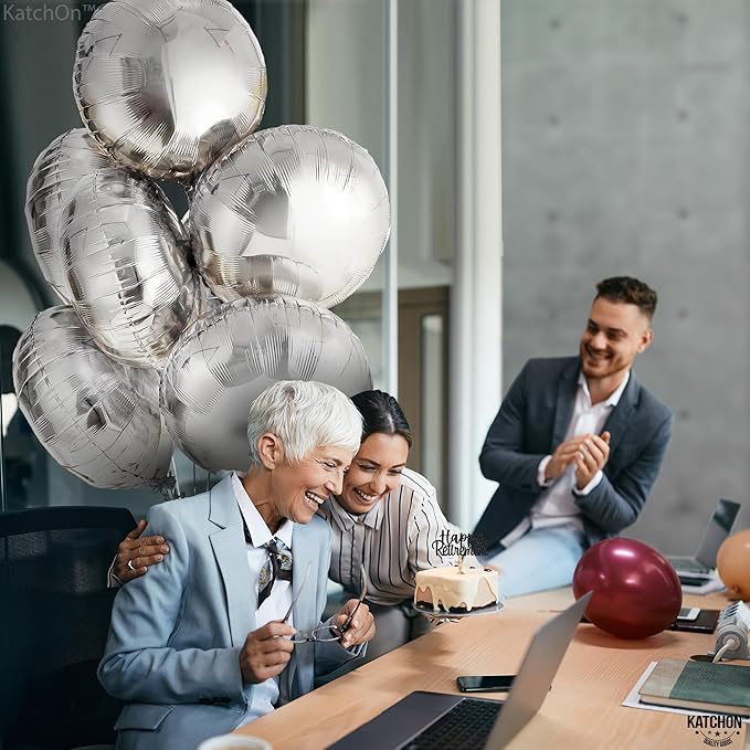 KatchOn, Big Graduation Metallic Silver Balloons - 18 Inch, Pack of 6 | Silver Foil Balloons For Graduation Decorations 2026, Graduation Party Decorations | Grad Party Decoration | Graduation Decor