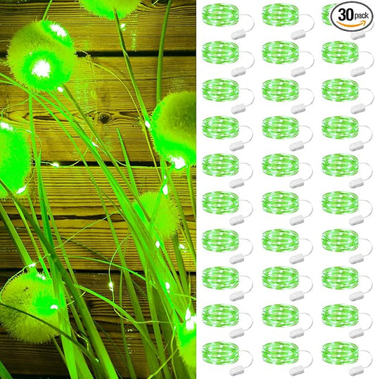ZSJWL 30 Pack Green Fairy Lights Battery Operated, 7FT 20LED Mini Starry Light Mason Jar Lights for Indoor Outdoor Party Wedding Halloween Thanksgiving