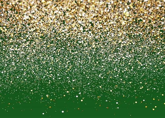10x8ft Green and Gold Backdrop Birthday Gold Spots Bokeh Wedding Prom Graduation Photography Background X-224