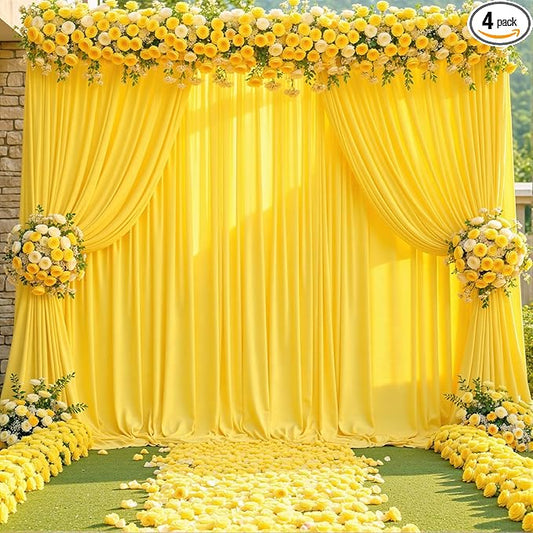 20ft x 10ft Wrinkle Free Yellow Wedding Backdrop Curtains for Party Bridal Shower Reception Decorations Yellow Fabric Curtain Backdrops Drapes for Photography Baby Shower Birthday Background
