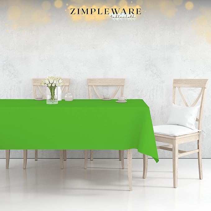 ZIMPLEWARE Premium Lime Green Plastic Table Cloth Disposable (12 Pk) Plastic Tablecloths for Rectangle Tables (54in x 108in) Party Table Cloths Disposable for 6ft to 8ft Rectangle Tables