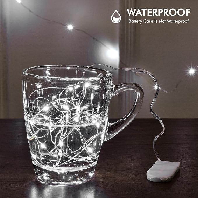 12 Pack Fairy Lights Battery Operated, 7FT 20 LED Waterproof Silver Wire Firefly Starry String Lights, Ideal for Wedding Centerpieces, Mason Jars, Party, Christmas Decor(Cool White)