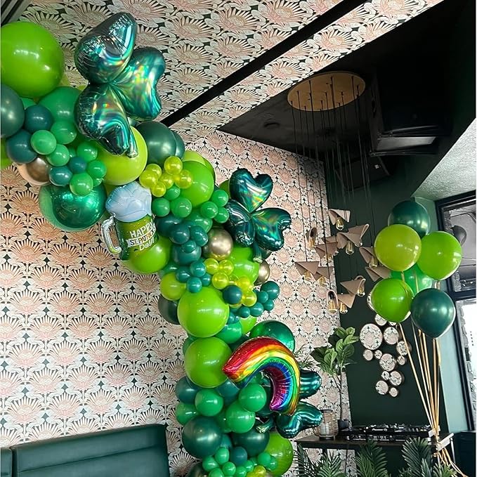 Green Balloons Arch Kit, 139Pcs Green Balloon Garland Kit Lime Green Emerald Dark Green Balloons for Birthday, Baby Shower, Wedding, Jungle Party, Forest Themed, Anniversary Party Decoration