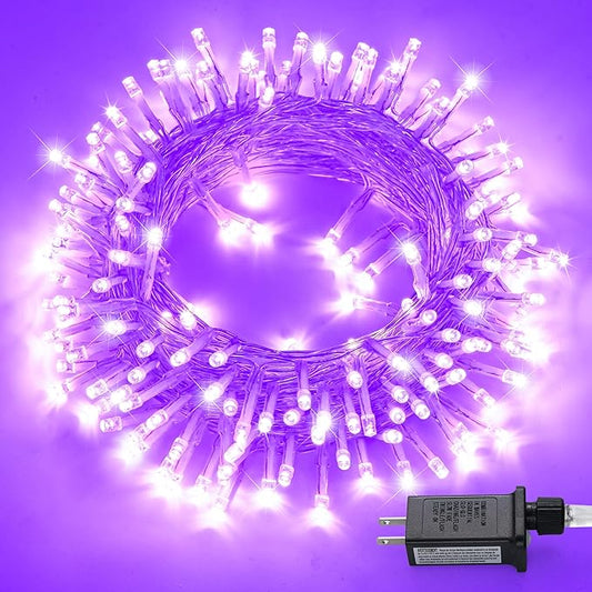 JMEXSUSS 150 LED Purple Christmas Lights Indoor, 8 Modes Connectable String Lights Outdoor Waterproof, 59FT Purple Twinkle Fairy Light for Tree Party Bedroom Home Christmas Decorations