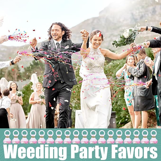 craftshou 120 Pcs Hand Throw Streamer Poppers Confetti No Mess Streamers Colorful Romantic Paper Crackers for Wedding Birthday Reception Graduation Party Celebrations Favors
