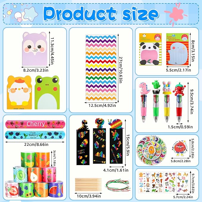 24 Pack Party Favors Classroom Gifts Set with Classic Animal ＆Fruit Designs for Teens, Easter Goodie Bags with Multicolor Pen for Birthday Stuffers Rewards Prizes Party Favors