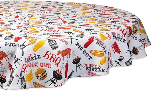DII Outdoor Tabletop Collection, Stain Resistant & Waterproof, 60" Round w/Zipper, Barbeque
