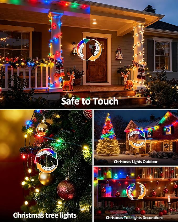Outdoor String Lights, 328FT 1000 LED Fairy Lights, IP65 Waterproof Outside with Remote, 8 Lighting Modes Dimmable Timer Hanging LED Lamp for Camping Garden Patio Christmas Decor Yard Fence Tree