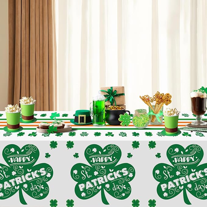 OHOME St. Patrick's Day Tablecloth - Shamrock Decorations, 54" X 108", 2 Pack