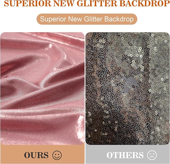 10x10ft Thick Rose Gold Glitter Backdrop Curtain Panels for Parties, Wrinkle Free Sequin Sparking Photo Backdrop Drapes, 2 Panels 5x10ft Shimmer Back Drop Cloth for Wedding Birthday Photography