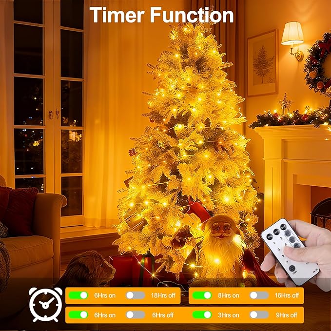 OGORI 200FT 800LED Fairy Lights Outdoor, Warm White Fairy String Lights 8 Modes Remote & Timer, IP67 Waterproof Fairy Tree Lights for Bedroom, Wedding, DIY, Centerpiece, Christmas Decorations