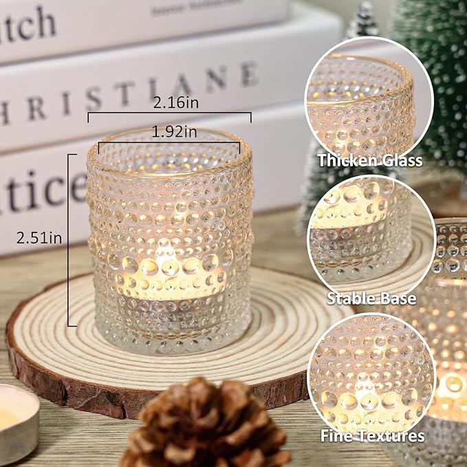 SUPMIND 24 Pcs Votive Candle Holders, Glass Holders Bulk for Table Centerpiece, Tea Lights Candle Holders for Wedding Shower, Party and Home Decor Clear