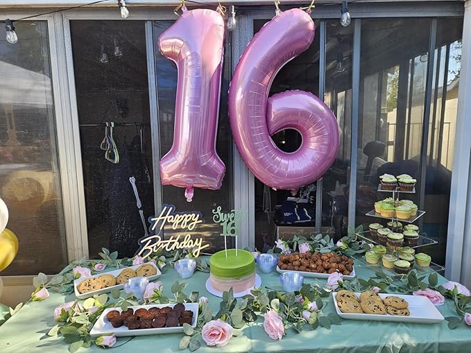 Number Balloons 1, 40 Inch Ballons for Girl Boy 1st 1 11 21 Birthday Decorations Baby Shower Photo Shoot, Pink One Balloons