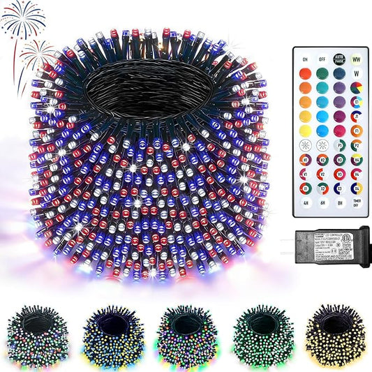 200 LED Christmas Lights Color Changing, 35 Colors 66FT 4th of July String Lights with Remote Timer, Connectable Waterproof Twinkle Lights Plug in for Xmas Tree Outdoor Holiday Wedding Party Decor