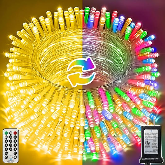 328 FT 1000 LED String Lights Outdoor Indoor, Christams String Lights Waterproof 8 Modes & Timer, Fairy Lights Plug in for Bedroom, Weeding, Patio, Party, Holiday,Christmas Decor