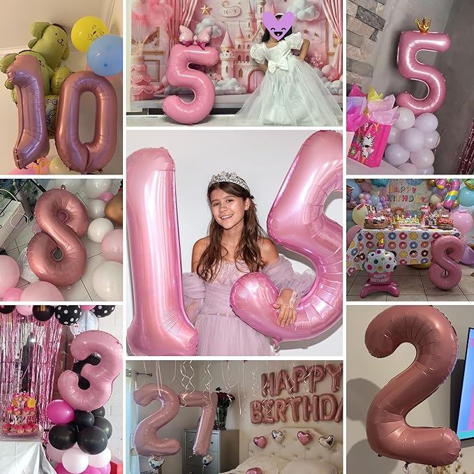 Pastel Pink 4 Balloons, 40 Inch Large Light Pink Foil Number Balloons 0-10, Self-Sealing 4th Birthday Balloon for Girls Women Anniversary Baby Shower Princess Party Decorations Supplies