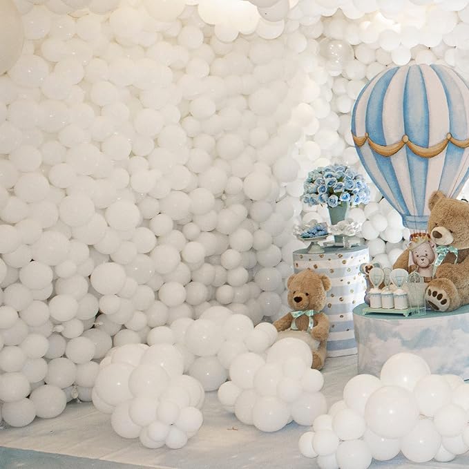 White Balloons 110Pcs, 5 Inch Small White Latex Party Balloons, Mini Thick White Balloons for Wedding Birthday Baby Shower Decorations.