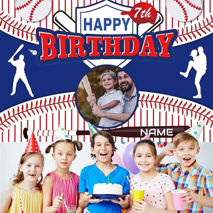 Custom Baseball Sports Happy Birthday Party Decorations Supplies Personalized Baseball Sports Birthday Backdrop Banner(4x6ft)